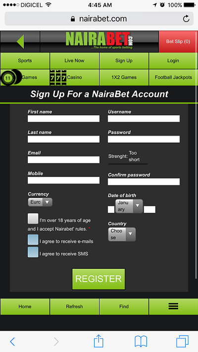 Nairabet registration Nigeria
