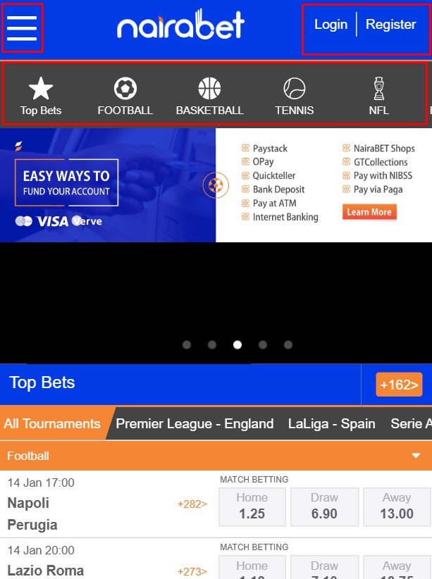 Nairabet app for iOS