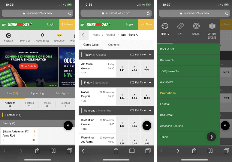 Surebet247 mobile app