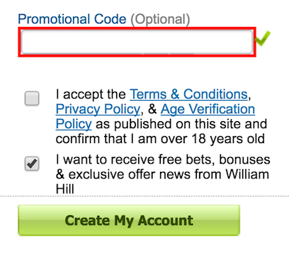 william hill bonus code